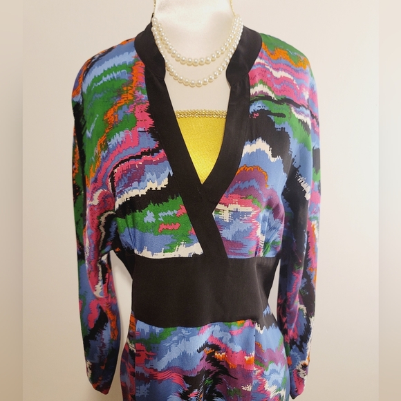 Anthropologie Plenty By Tracy Reese Muticolored Abstract 100% Silk Kimono Dress - Picture 3 of 15
